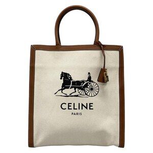 Auth CELINE Large Vertical Hippo 190402DCI.02NT Cream Brown Natural tongue